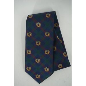 Brooks Brothers Tie Mens One Size Blue Tartan Plaid Holiday Wreaths USA